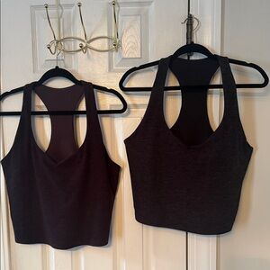 Fabletics Dark Charcoal & Plum  Racerback Sports Bras